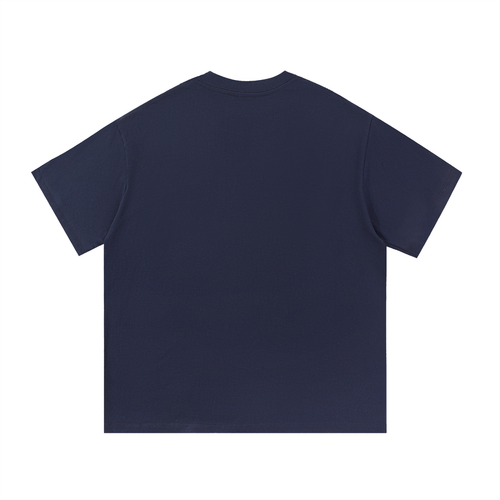Espalda lisa sin estampado de la playera oversized azul marino de algodon